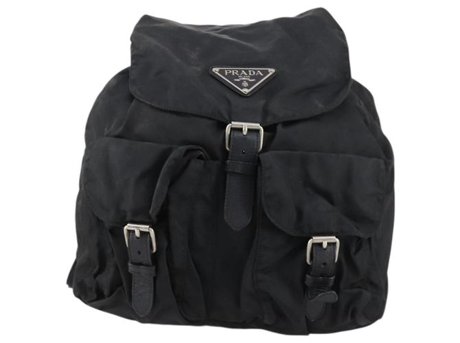 PRADA Backpack Nylon Black Silver Auth bs30573 Silvery - view 13