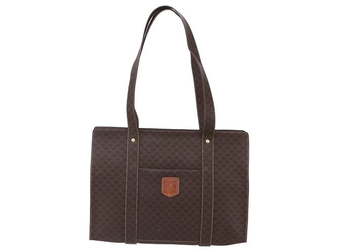 Céline CELINE Macadam Canvas Tote Bag PVC Braun Gold Auth ep11810 Golden - Ansicht 2