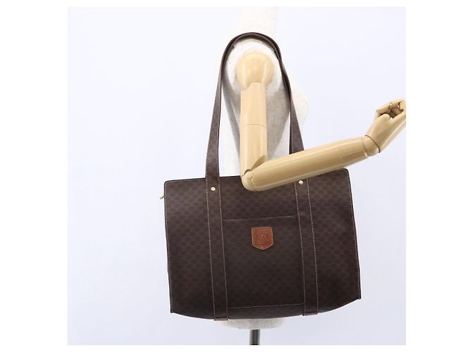 Céline CELINE Macadam Canvas Tote Bag PVC Braun Gold Auth ep11810 Golden - Ansicht 24