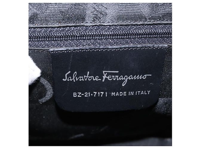 Borsa a Spalla Salvatore Ferragamo Vala in Pelle Nera Argento Autentica 152882 - vista 17