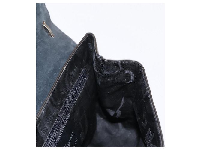 Borsa a Spalla Salvatore Ferragamo Vala in Pelle Nera Argento Autentica 152882 - vista 19