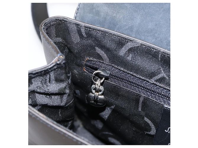 Borsa a Spalla Salvatore Ferragamo Vala in Pelle Nera Argento Autentica 152882 - vista 21
