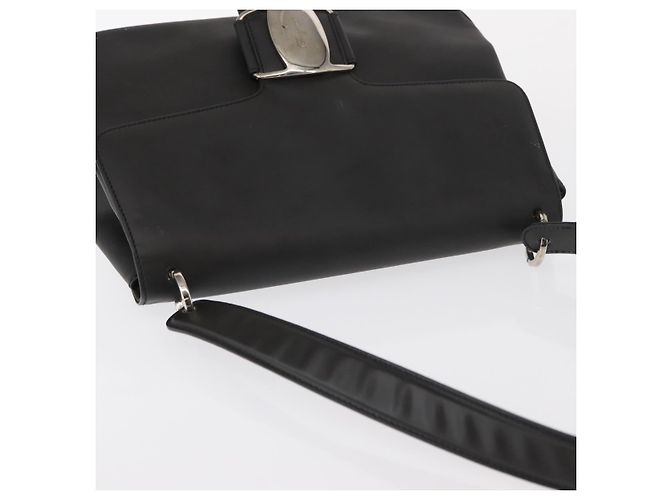 Borsa a Spalla Salvatore Ferragamo Vala in Pelle Nera Argento Autentica 152882 - vista 6