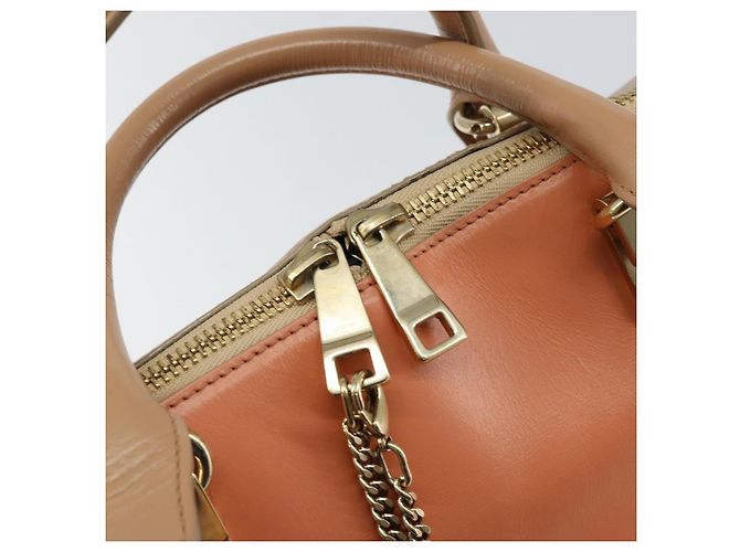Chloé Borsa a Mano Chloe Bailey in Pelle 2 vie Arancione Oro Auth BA6594 D'oro - vista 10