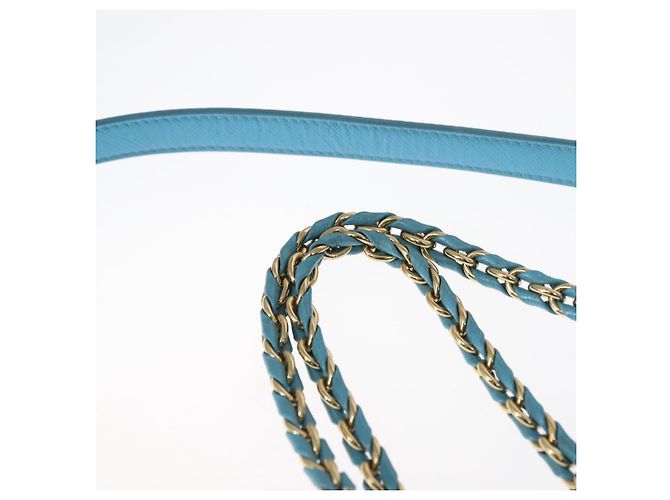 Borsa Vala Chain in pelle Salvatore Ferragamo 2 in 1 blu chiaro oro Auth bs29835 D'oro - vista 14