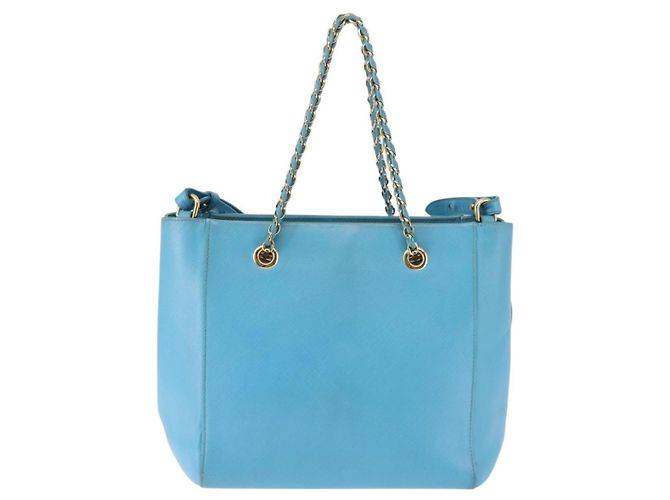 Borsa Vala Chain in pelle Salvatore Ferragamo 2 in 1 blu chiaro oro Auth bs29835 D'oro - vista 2