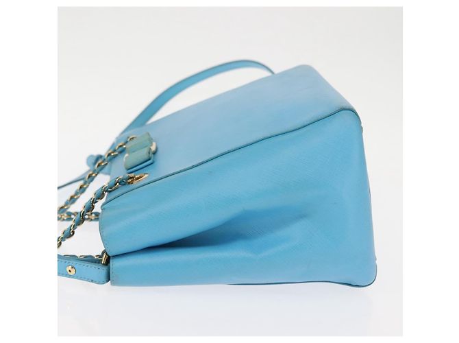 Borsa Vala Chain in pelle Salvatore Ferragamo 2 in 1 blu chiaro oro Auth bs29835 D'oro - vista 4