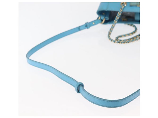 Borsa Vala Chain in pelle Salvatore Ferragamo 2 in 1 blu chiaro oro Auth bs29835 D'oro - vista 8