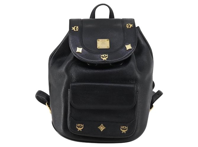 MCM Studs Rucksack Leder Schwarz Gold Auth 144411 Golden - Ansicht 13