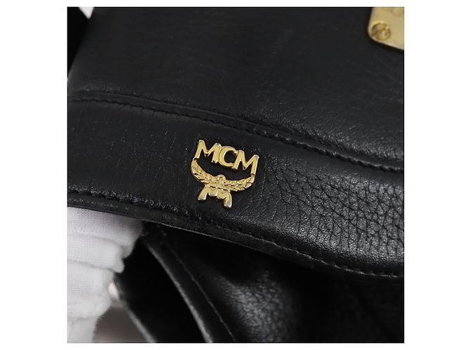 MCM Studs Rucksack Leder Schwarz Gold Auth 144411 Golden - Ansicht 19