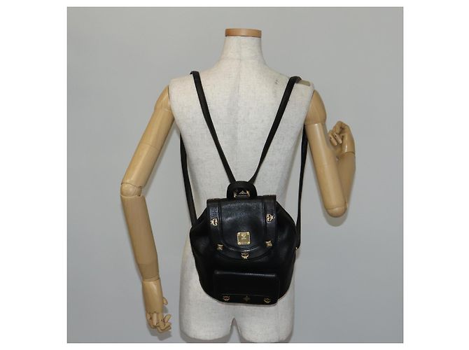 MCM Studs Rucksack Leder Schwarz Gold Auth 144411 Golden - Ansicht 26