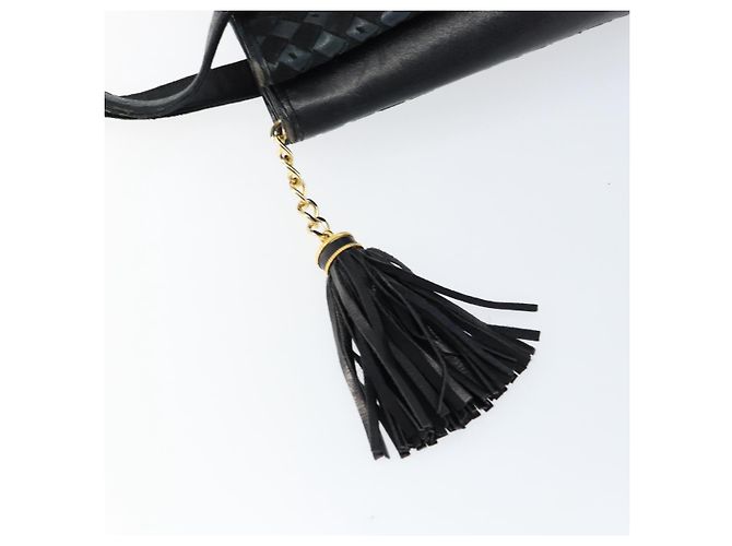 BALLY Bolso de mano de cuero negro y dorado Auth BA6600 - vista 10