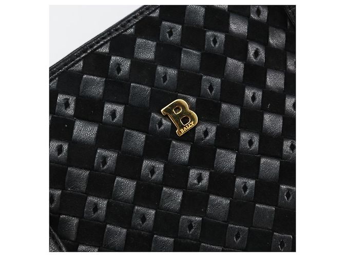 BALLY Bolso de mano de cuero negro y dorado Auth BA6600 - vista 18