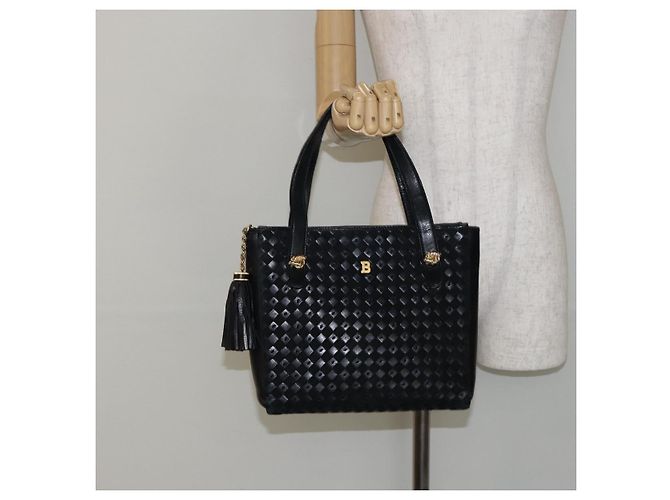 BALLY Bolso de mano de cuero negro y dorado Auth BA6600 - vista 23