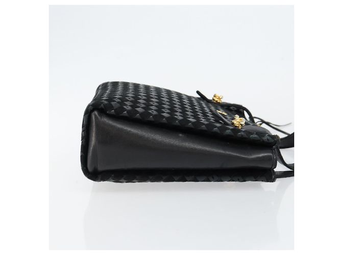 BALLY Bolso de mano de cuero negro y dorado Auth BA6600 - vista 3