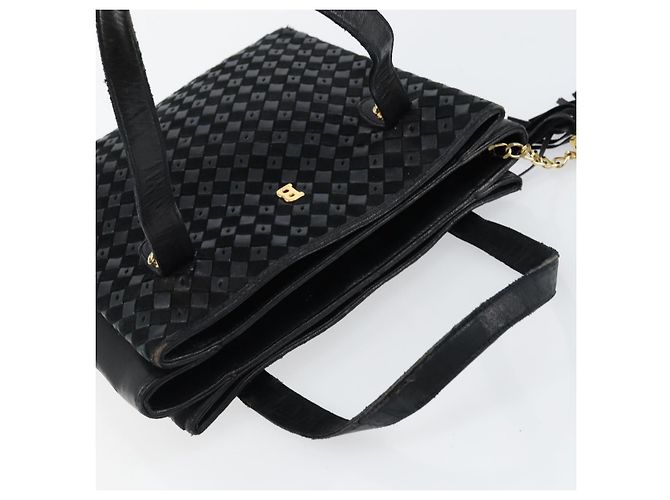 BALLY Bolso de mano de cuero negro y dorado Auth BA6600 - vista 6
