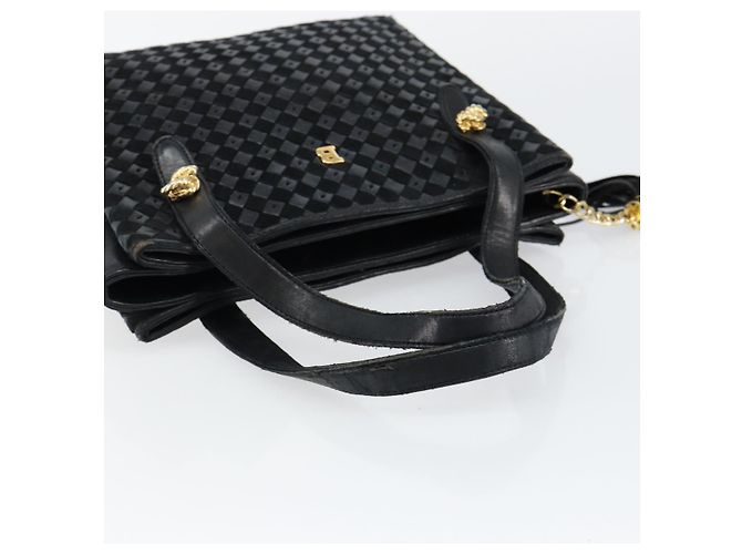 BALLY Bolso de mano de cuero negro y dorado Auth BA6600 - vista 7