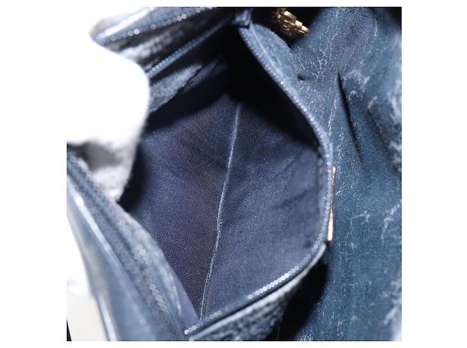 Gucci Borsa a Spalla Micro GG Supreme PVC Navy Gold 007 56 0095 Auth fm4868 D'oro Blu navy - vista 23