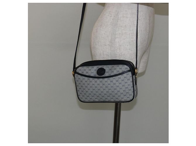 Gucci Borsa a Spalla Micro GG Supreme PVC Navy Gold 007 56 0095 Auth fm4868 D'oro Blu navy - vista 24