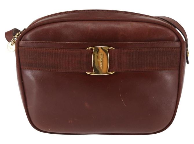 Bolso de Hombro Vala de Cuero Marrón Salvatore Ferragamo Auth BA6801 Castaño - vista 13