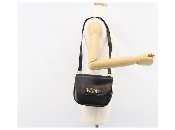 Borsa a Spalla Christian Dior in Pelle Nera Oro Auth 156492 Nero D'oro - vista 22