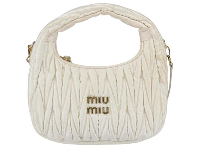 Borsa Miu Miu Matelassé Satin 2in1 Bianco Oro Auth 158666SAM D'oro - vista 13