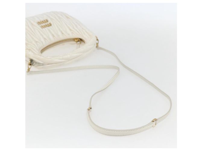 Borsa Miu Miu Matelassé Satin 2in1 Bianco Oro Auth 158666SAM D'oro - vista 8