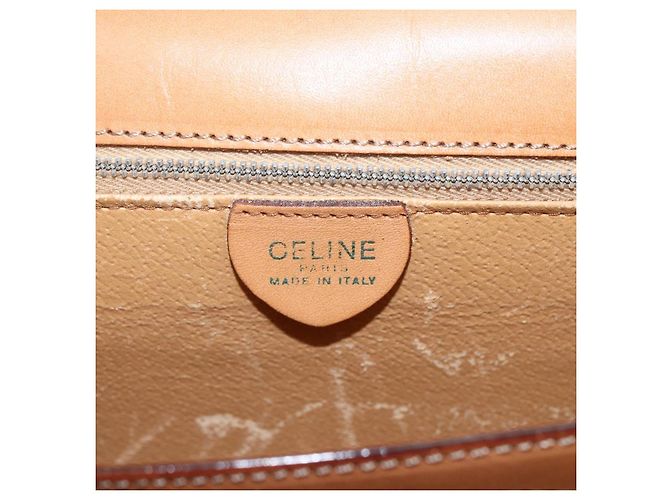 Céline Borsa a mano in tela Macadam CELINE in pelle PVC marrone oro Auth 156125 D'oro - vista 15