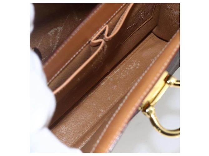 Céline Borsa a mano in tela Macadam CELINE in pelle PVC marrone oro Auth 156125 D'oro - vista 21