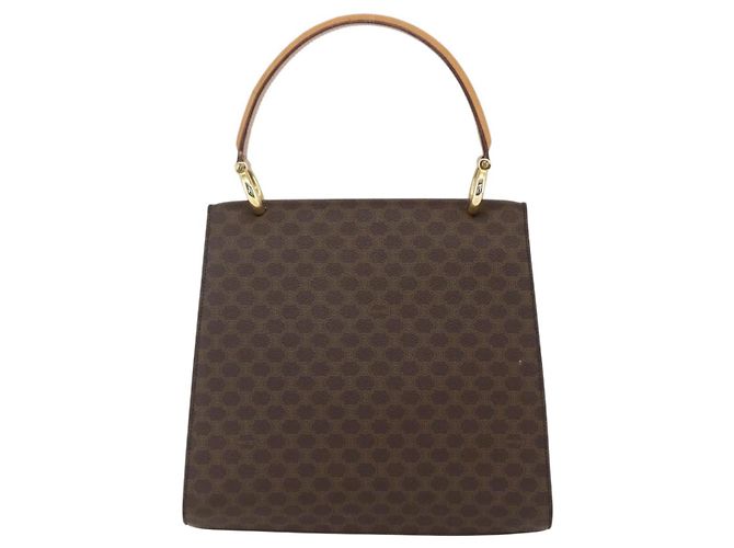 Céline Borsa a mano in tela Macadam CELINE in pelle PVC marrone oro Auth 156125 D'oro - vista 3