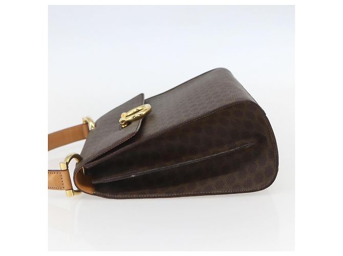 Céline Borsa a mano in tela Macadam CELINE in pelle PVC marrone oro Auth 156125 D'oro - vista 4