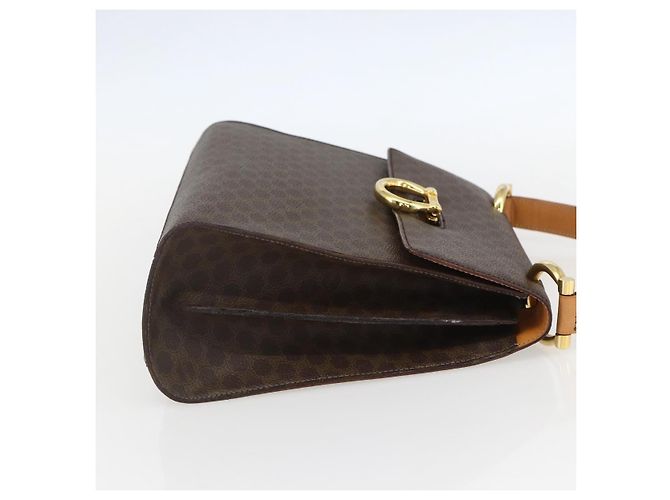 Céline Borsa a mano in tela Macadam CELINE in pelle PVC marrone oro Auth 156125 D'oro - vista 5