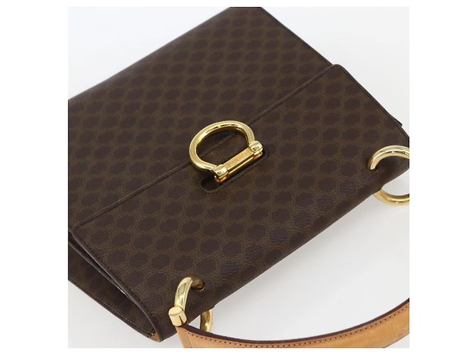 Céline Borsa a mano in tela Macadam CELINE in pelle PVC marrone oro Auth 156125 D'oro - vista 6