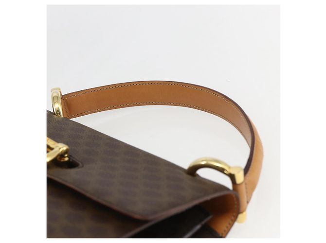 Céline Borsa a mano in tela Macadam CELINE in pelle PVC marrone oro Auth 156125 D'oro - vista 8