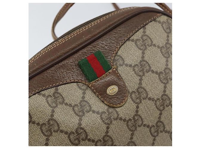 GUCCI GG Supreme Web Sherry Line Tasche aus PVC Beige Gold 156 02 066 Auth ep12301 Golden - Ansicht 14