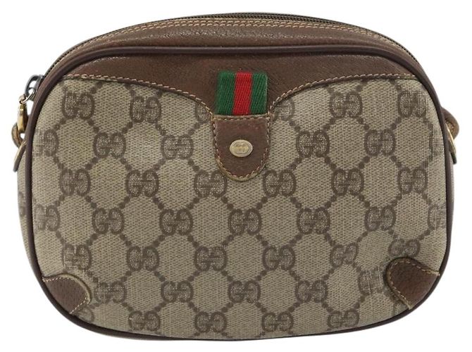 GUCCI GG Supreme Web Sherry Line Tasche aus PVC Beige Gold 156 02 066 Auth ep12301 Golden - Ansicht 2