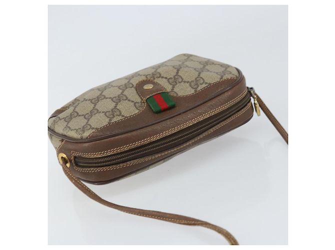 GUCCI GG Supreme Web Sherry Line Tasche aus PVC Beige Gold 156 02 066 Auth ep12301 Golden - Ansicht 6