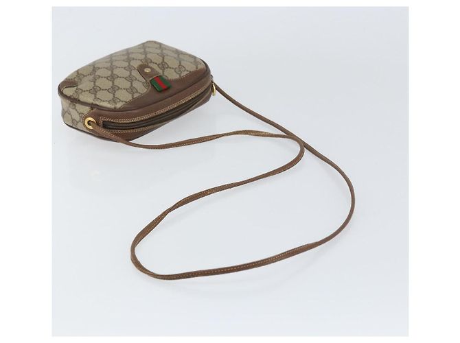 GUCCI GG Supreme Web Sherry Line Tasche aus PVC Beige Gold 156 02 066 Auth ep12301 Golden - Ansicht 7