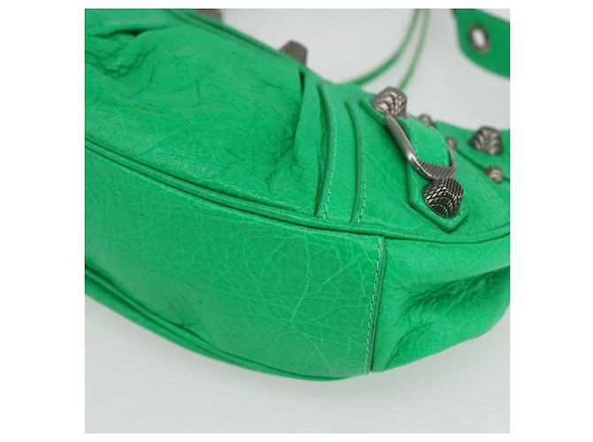 BALENCIAGA Luca Goal XS Borsa a Spalla in Pelle Verde Argento 671309 Auth 158884SAM - vista 10