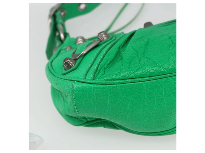 BALENCIAGA Luca Goal XS Borsa a Spalla in Pelle Verde Argento 671309 Auth 158884SAM - vista 11