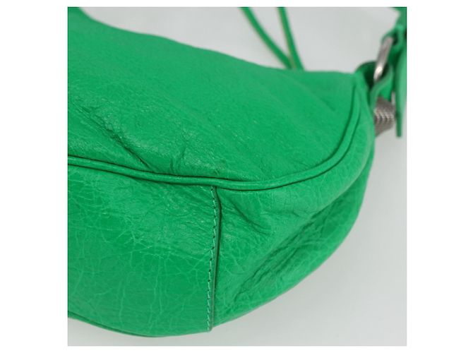 BALENCIAGA Luca Goal XS Borsa a Spalla in Pelle Verde Argento 671309 Auth 158884SAM - vista 12