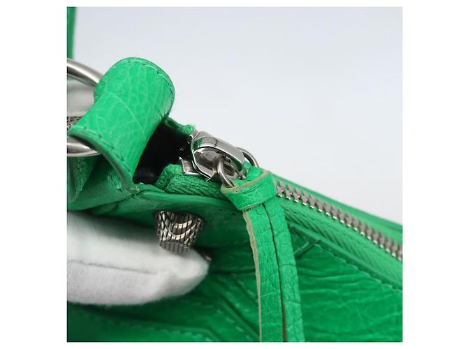 BALENCIAGA Luca Goal XS Borsa a Spalla in Pelle Verde Argento 671309 Auth 158884SAM - vista 14
