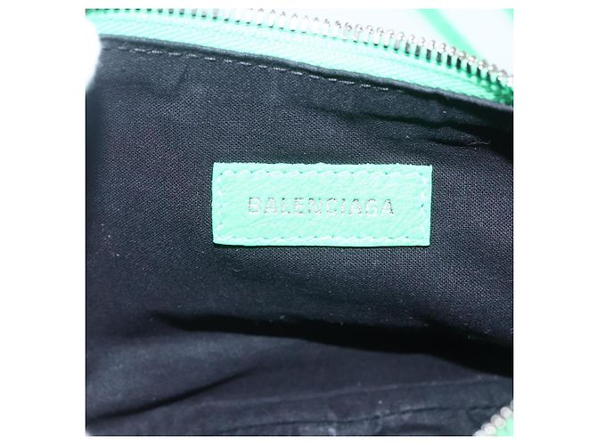 BALENCIAGA Luca Goal XS Borsa a Spalla in Pelle Verde Argento 671309 Auth 158884SAM - vista 15