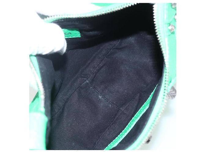 BALENCIAGA Luca Goal XS Borsa a Spalla in Pelle Verde Argento 671309 Auth 158884SAM - vista 16