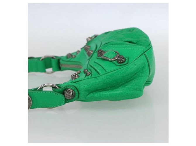 BALENCIAGA Luca Goal XS Borsa a Spalla in Pelle Verde Argento 671309 Auth 158884SAM - vista 4
