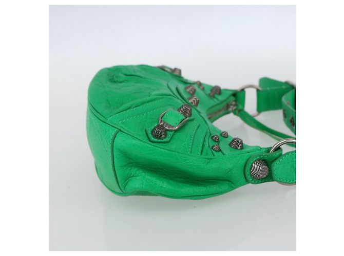 BALENCIAGA Luca Goal XS Borsa a Spalla in Pelle Verde Argento 671309 Auth 158884SAM - vista 5