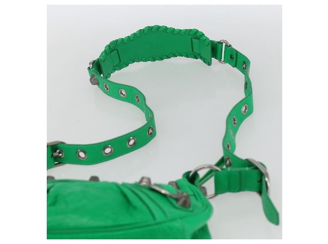 BALENCIAGA Luca Goal XS Borsa a Spalla in Pelle Verde Argento 671309 Auth 158884SAM - vista 8