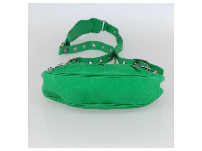 BALENCIAGA Luca Goal XS Borsa a Spalla in Pelle Verde Argento 671309 Auth 158884SAM - vista 9