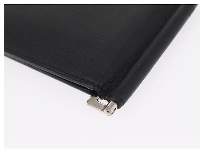 SAINT LAURENT Portafoglio Clip in Pelle Nera Argento Auth BA8469 Nero - vista 11