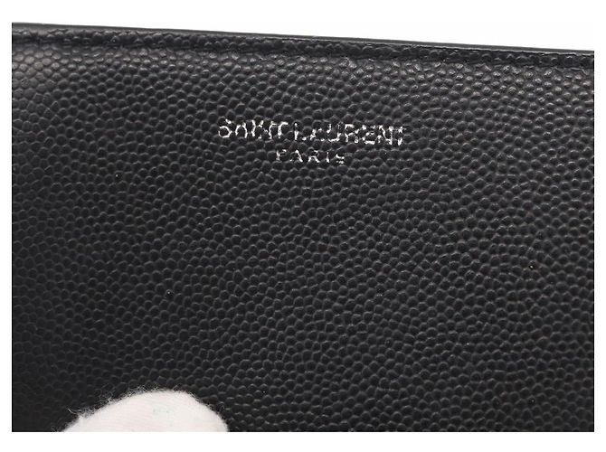 SAINT LAURENT Portafoglio Clip in Pelle Nera Argento Auth BA8469 Nero - vista 12